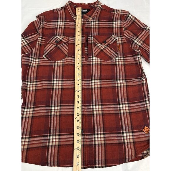 Off The Grid Destroyer Flannel Shirt Men’s XL Red Black Plaid Long Sleeve - Picture 11 of 15